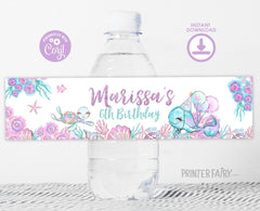 Under The Sea Birthday Party Water Bottle Labels, Editable Template (Instant Download)
