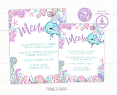 Under The Sea Birthday Menu, Ocean Party Table Sign (Editable, Instant Download)