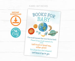 Space Baby Shower Books for Baby Sign, Editable Template (Digital Download)