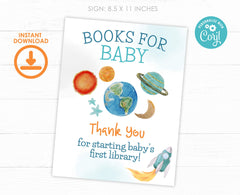 Space Baby Shower Books for Baby Sign, Editable Template (Digital Download)