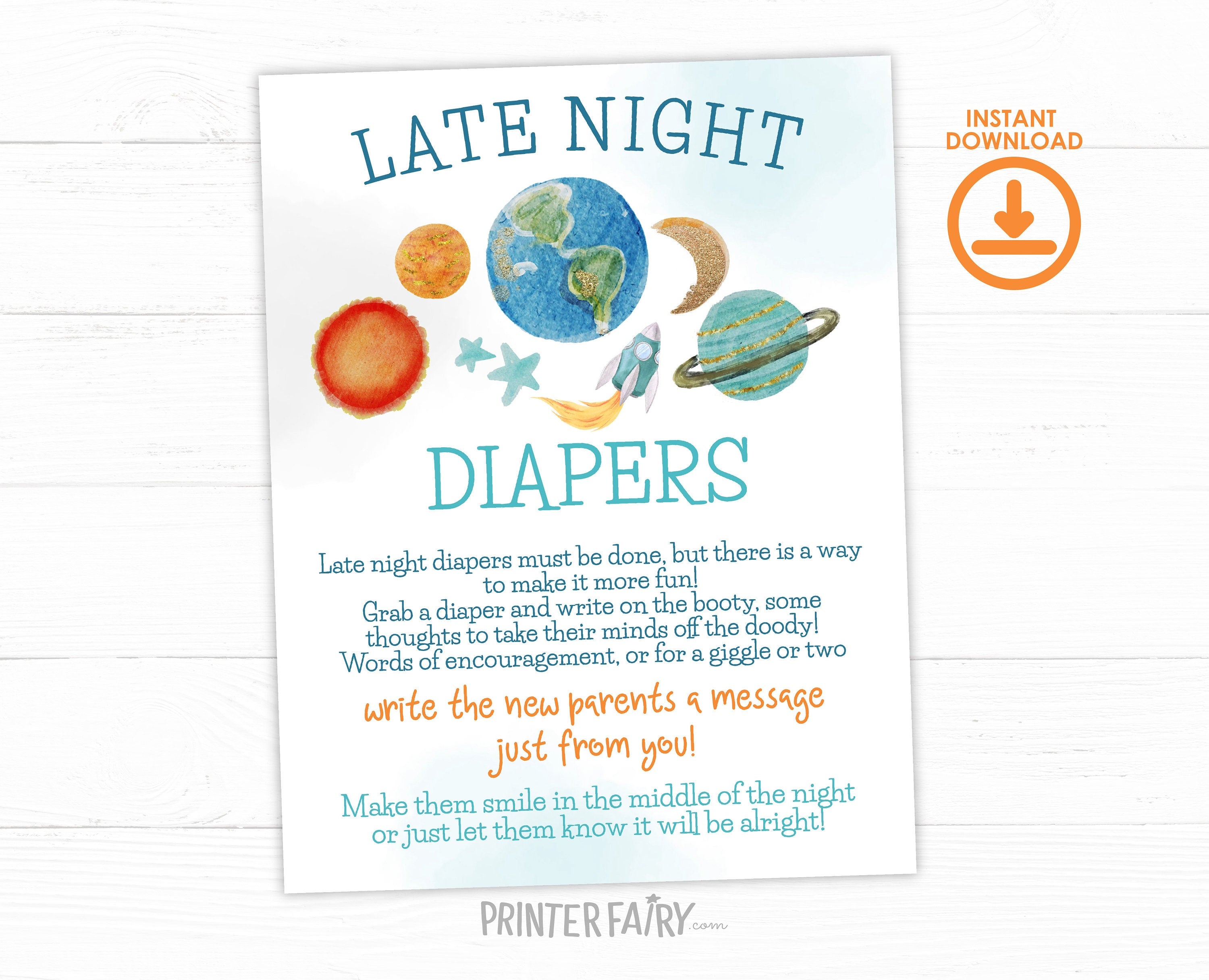 Space Baby Shower Games Pack, Outer Space Theme (Digital Download)
