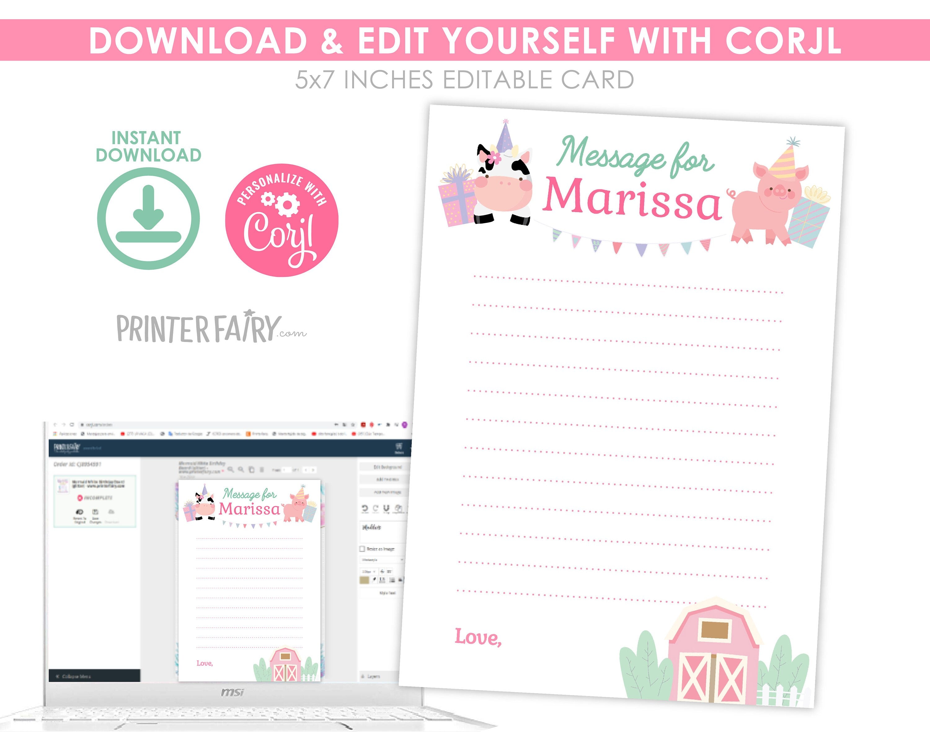 Farm Birthday Time Capsule Sign, Pink Barnyard Animals (Instant Download)