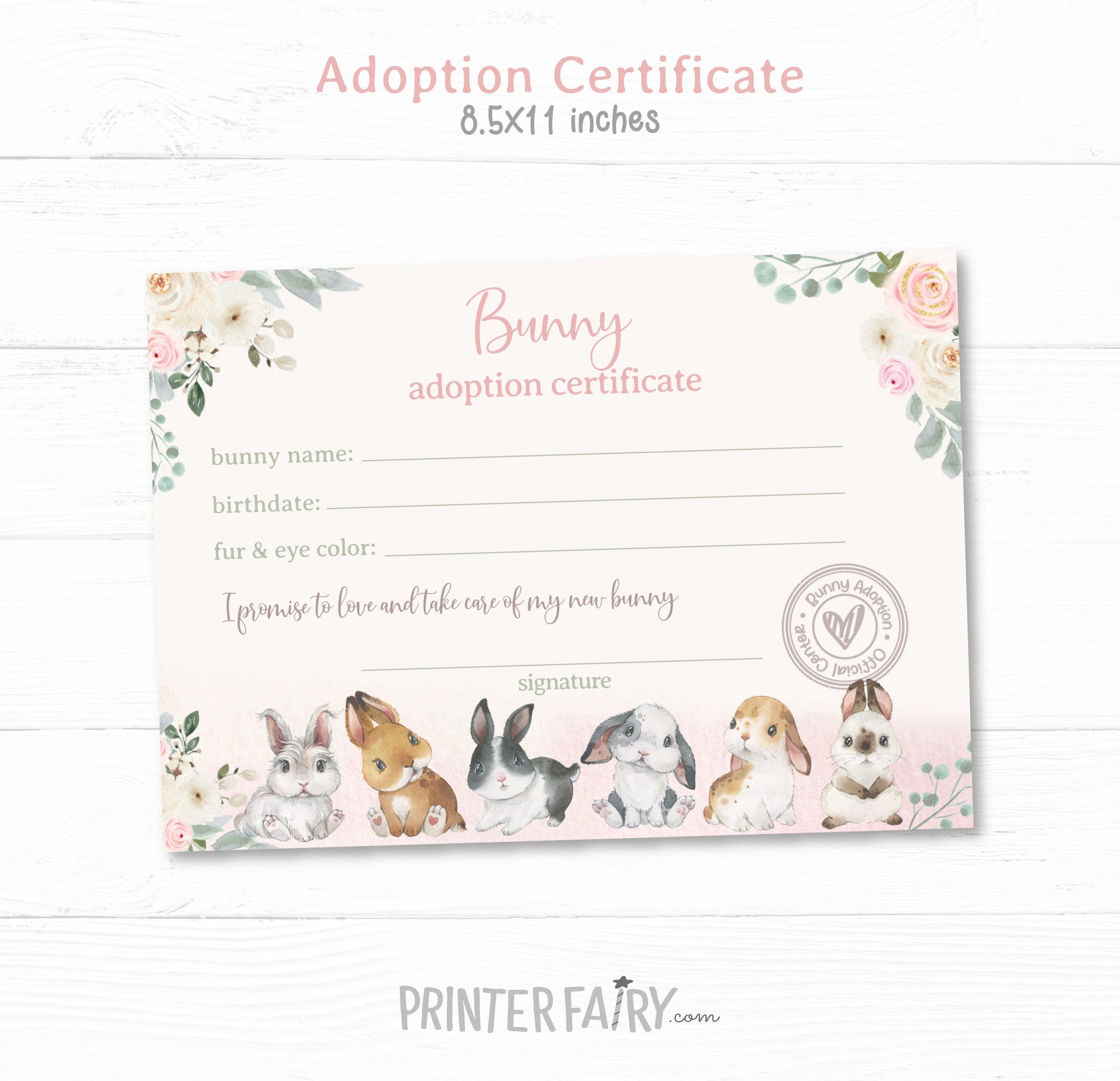 Bunny Adoption Party Kit, Pet Adoption Station (Instant Download)