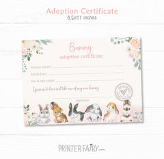 Bunny Adoption Party Kit, Pet Adoption Station (Instant Download)