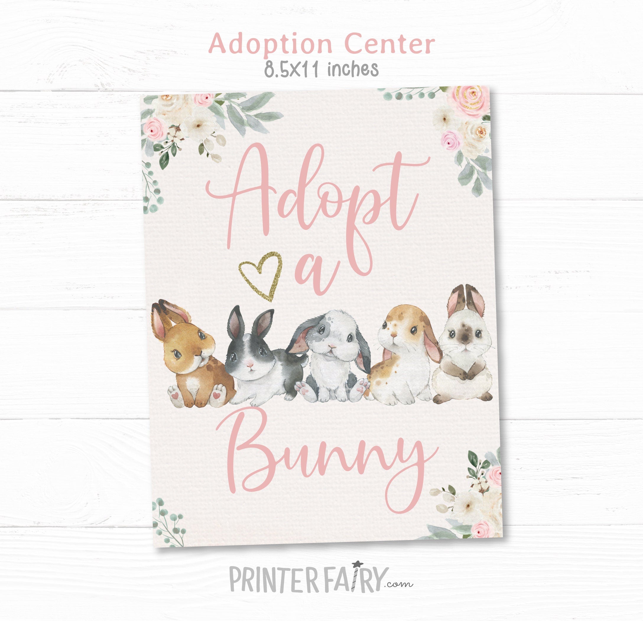 Bunny Adoption Party Kit, Pet Adoption Station (Instant Download)
