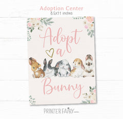 Bunny Adoption Party Kit, Pet Adoption Station (Instant Download)