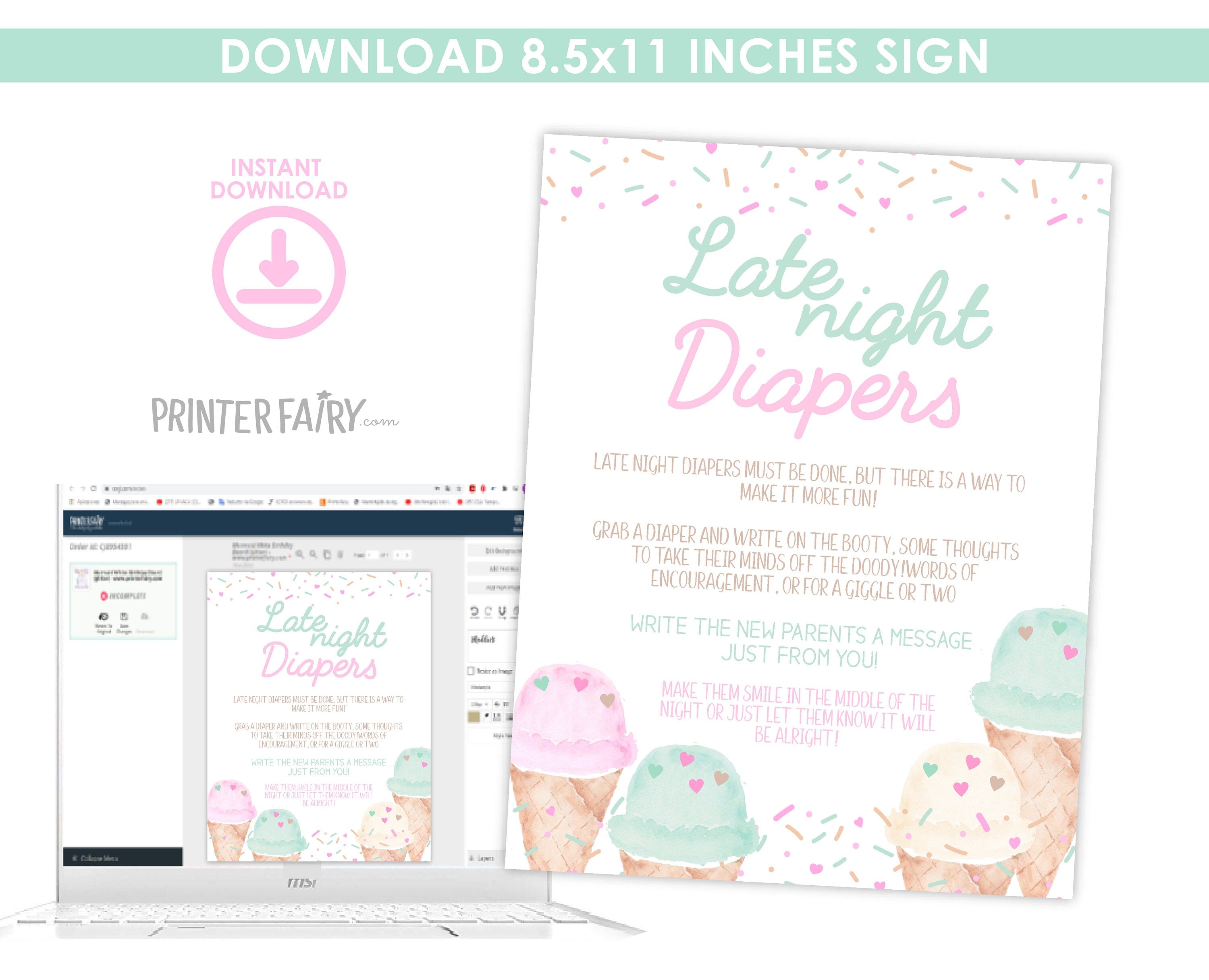 Ice Cream Baby Shower Games Editable Templates, (Digital Instant Download)