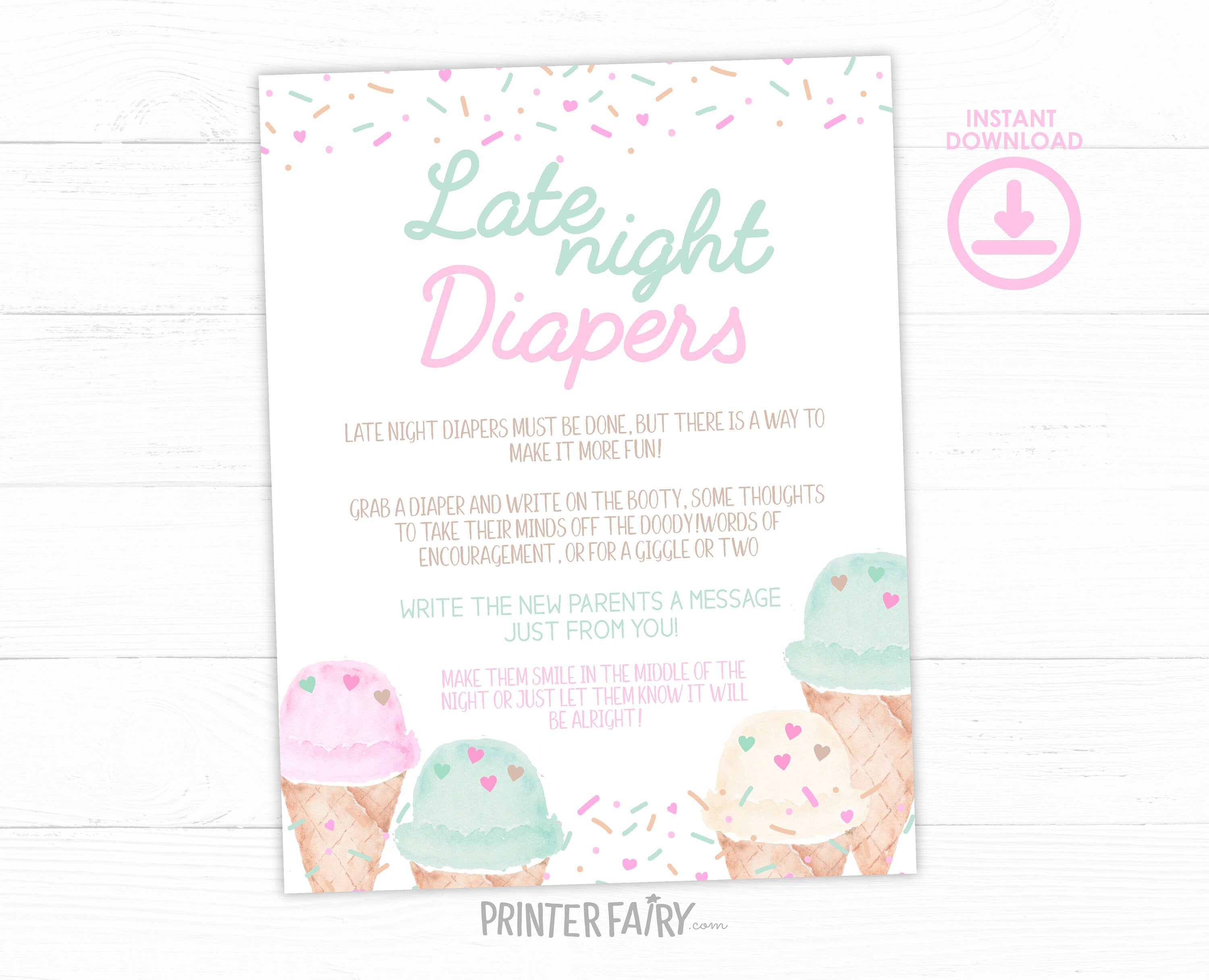 Ice Cream Baby Shower Games Editable Templates, (Digital Instant Download)