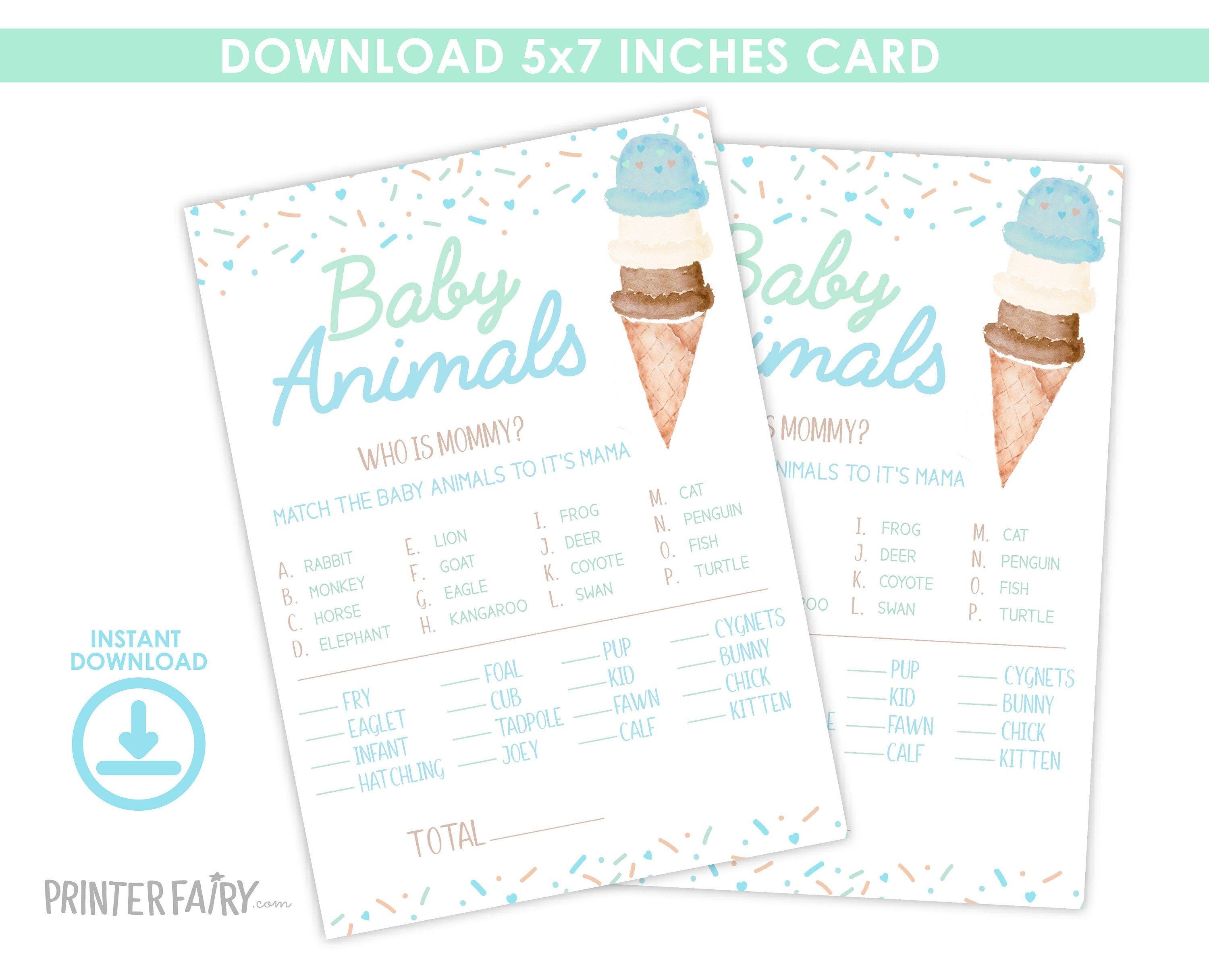 Ice Cream Baby Shower Games Bundle Editable Templates (Digital INSTANT Download)