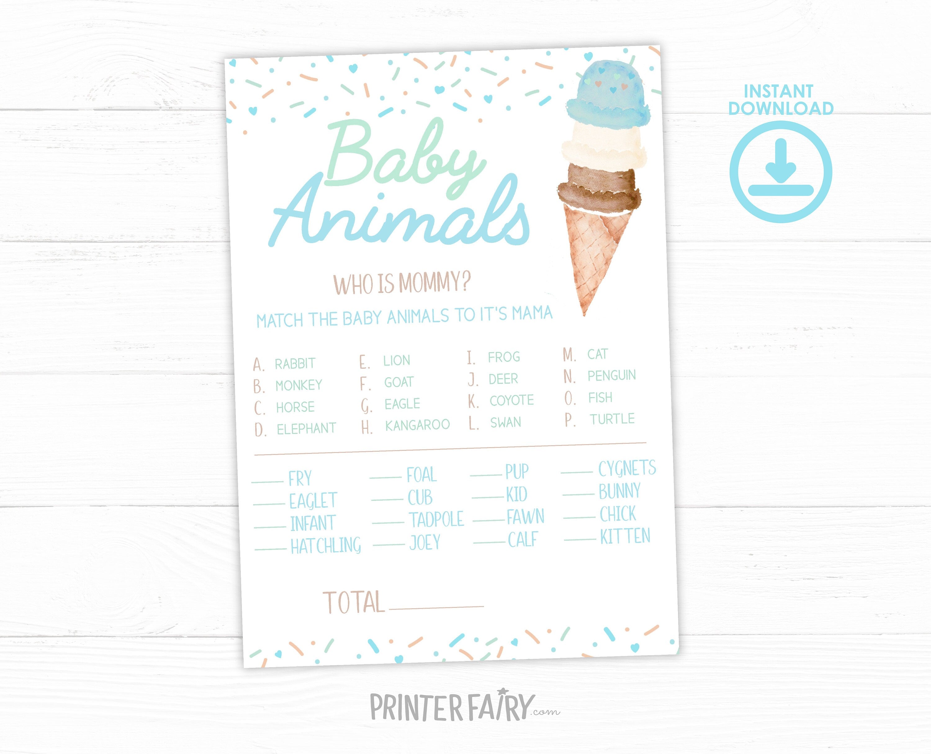 Ice Cream Baby Shower Games Bundle Editable Templates (Digital INSTANT Download)