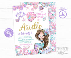 Mermaid Birthday Invitation, Under the Sea Party (Digital Invitation)