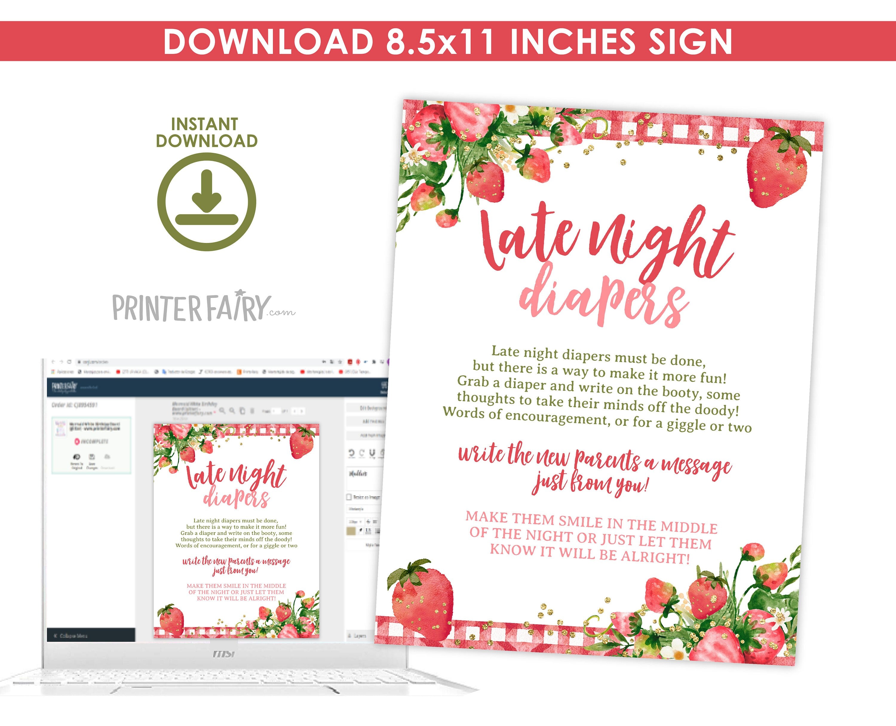 Strawberry Baby Shower Games, Girl Sprinkle Activities (Digital Download)