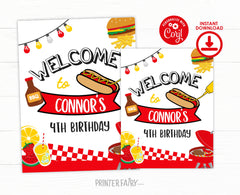 BBQ Party Welcome Sign Editable Template, Digital Printable Design, Instant Download