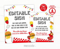 BBQ Birthday Party Editable Sign Editable Template, Digital Printable Design, Instant Download