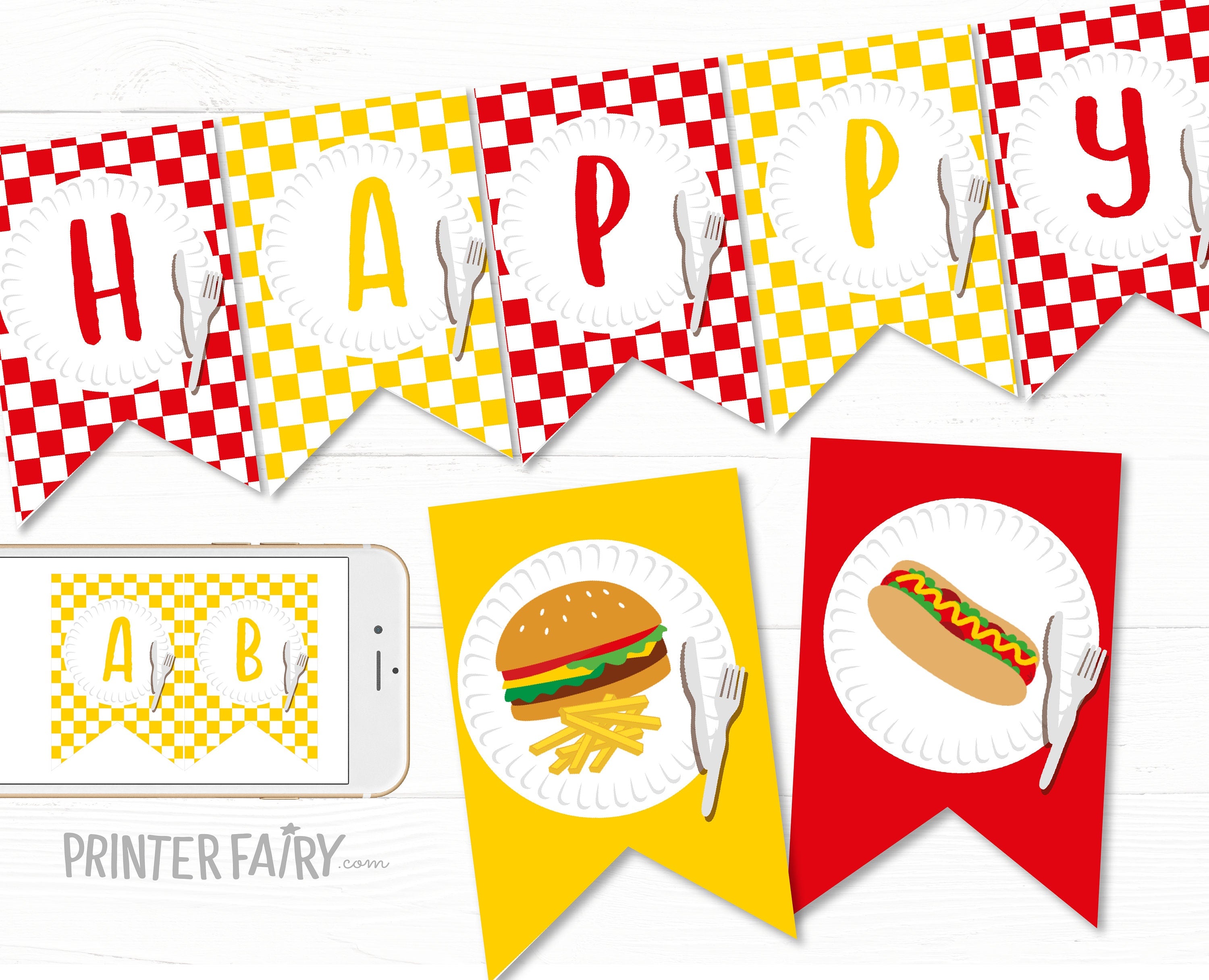 BBQ Party Banner Editable Template, Digital Printable Design, Instant Download