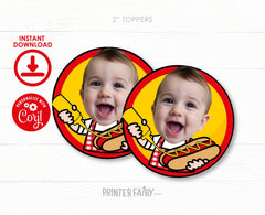 BBQ Birthday Party Toppers with Photo, Digital Printable Party Decorations, Instant Download