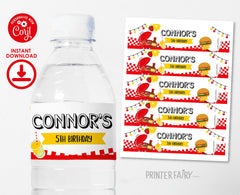 BBQ Party Water Bottle Label Editable Template, Party Decorations, Instant Download