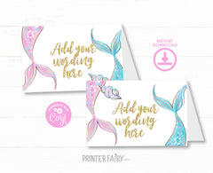 Mermaid Baby Shower Printable Food Tents Editable Templates, Instant Download