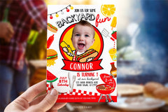 BBQ Birthday Party Invitation with Photo Editable Template, Digital Printable Design, Instant Download