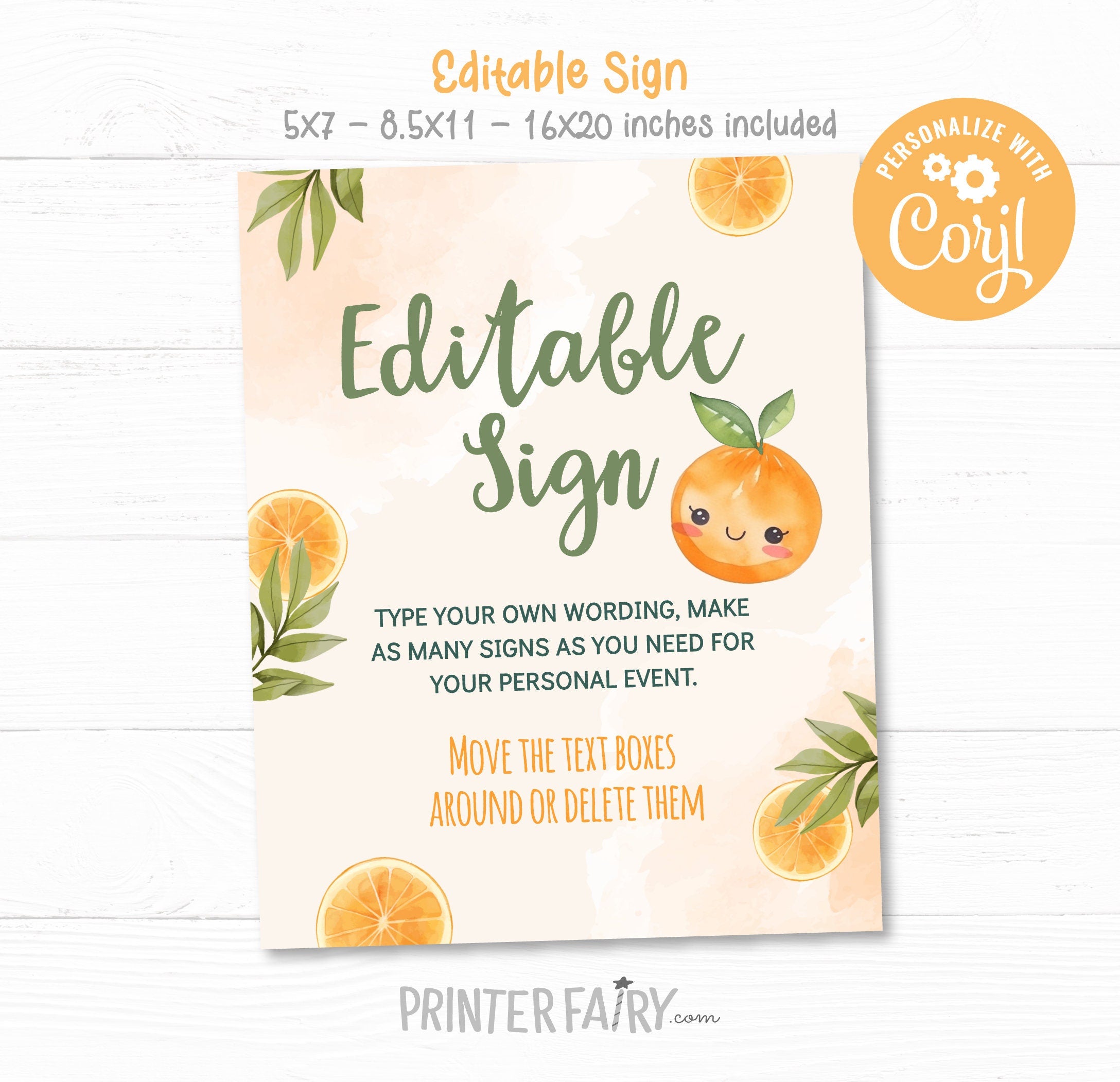 Orange Little Cutie Baby Shower Games, Editable (Digital Download)