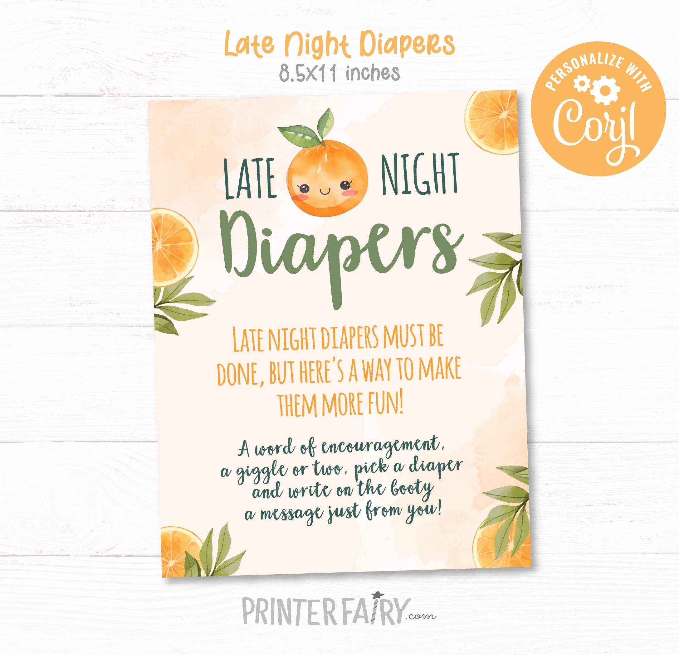 Orange Little Cutie Baby Shower Games, Editable (Digital Download)
