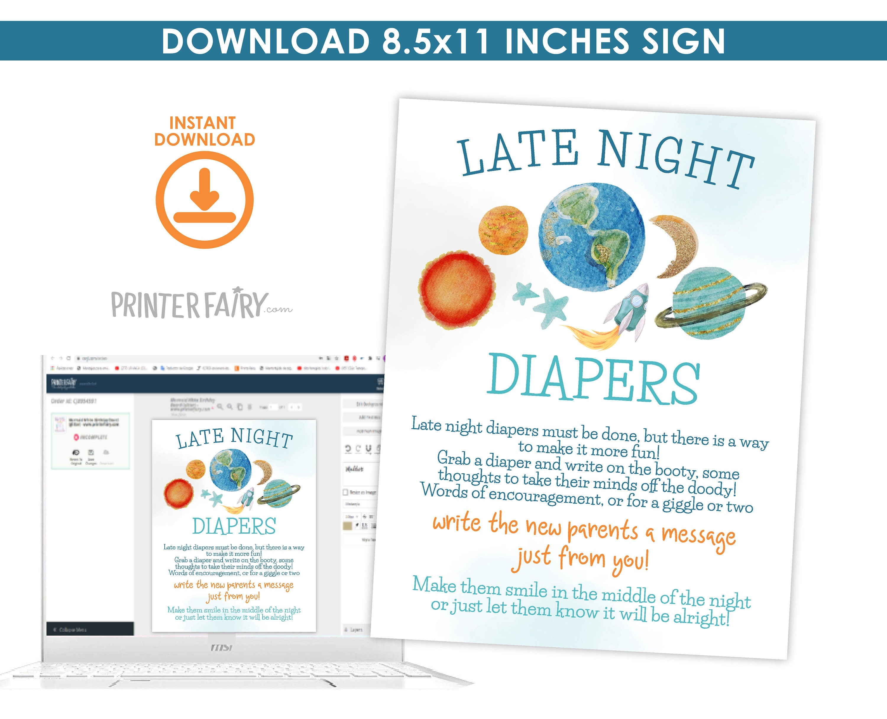 Space Baby Shower Games Pack, Outer Space Theme (Digital Download)