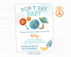 Space Baby Shower Games Pack, Outer Space Theme (Digital Download)