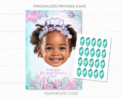 Personalized Mermaid Pin the Jewel Game, Under the Sea Party (Digital)