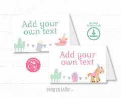 Farm Birthday Party Food Tents, Pink Barnyard Animals (Editable Digital Item)
