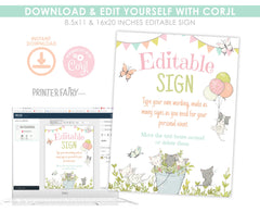Kitty Cat Birthday Sign, Kitten Garden Party Decor (Editable)