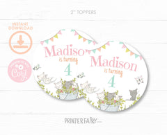Kitty Cat Birthday Party Toppers, Kitten Garden Decor (Editable Digital Item)
