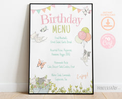 Kitty Cat Birthday Menu, Kitten Garden Party, Editable Food Sign (Digital Download)