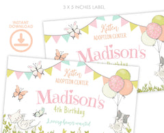 Kitten Garden Gable Box Label, Editable Birthday Party Favor Box (Digital Download)