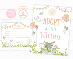 Kitten Garden Adoption Party Printables, Birthday Certificate Sign (Digital Download)