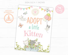 Kitten Garden Adoption Party Printables, Birthday Certificate Sign (Digital Download)