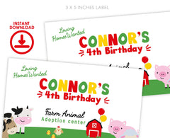 Farm Birthday Party Favor Box Label Editable Template, Add your own text, INSTANT DOWNLOAD