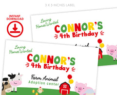 Farm Birthday Party Favor Box Label Editable Template, Add your own text, INSTANT DOWNLOAD