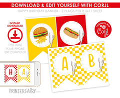 BBQ Party Banner Editable Template, Digital Printable Design, Instant Download