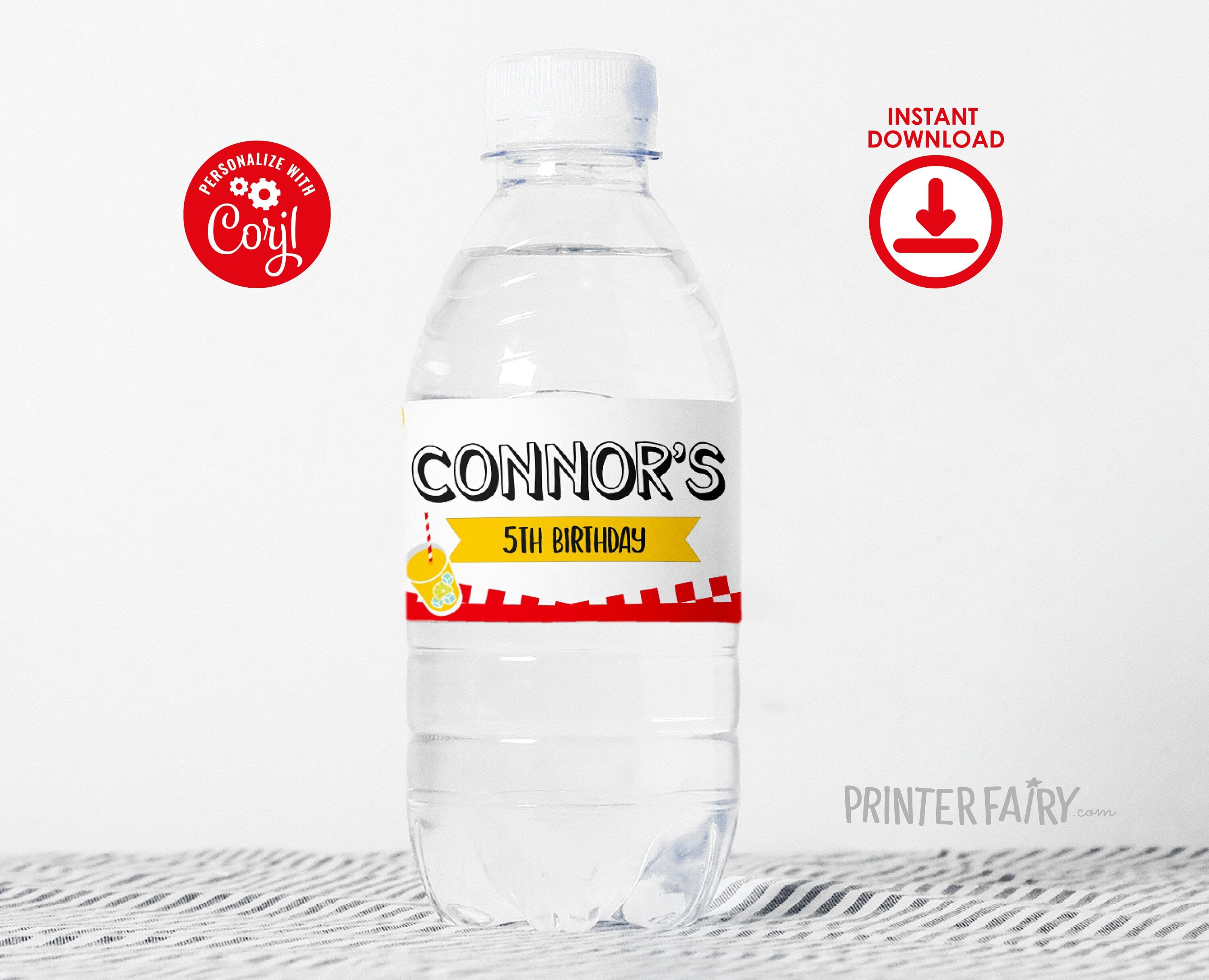 BBQ Party Water Bottle Label Editable Template, Party Decorations, Instant Download