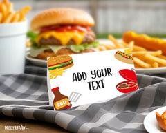 BBQ Birthday Party Food Tents, Editable Printable (Download File)