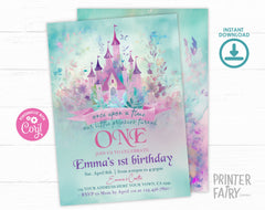 Princess Castle First Birthday Invitation, Editable (Digital Download)