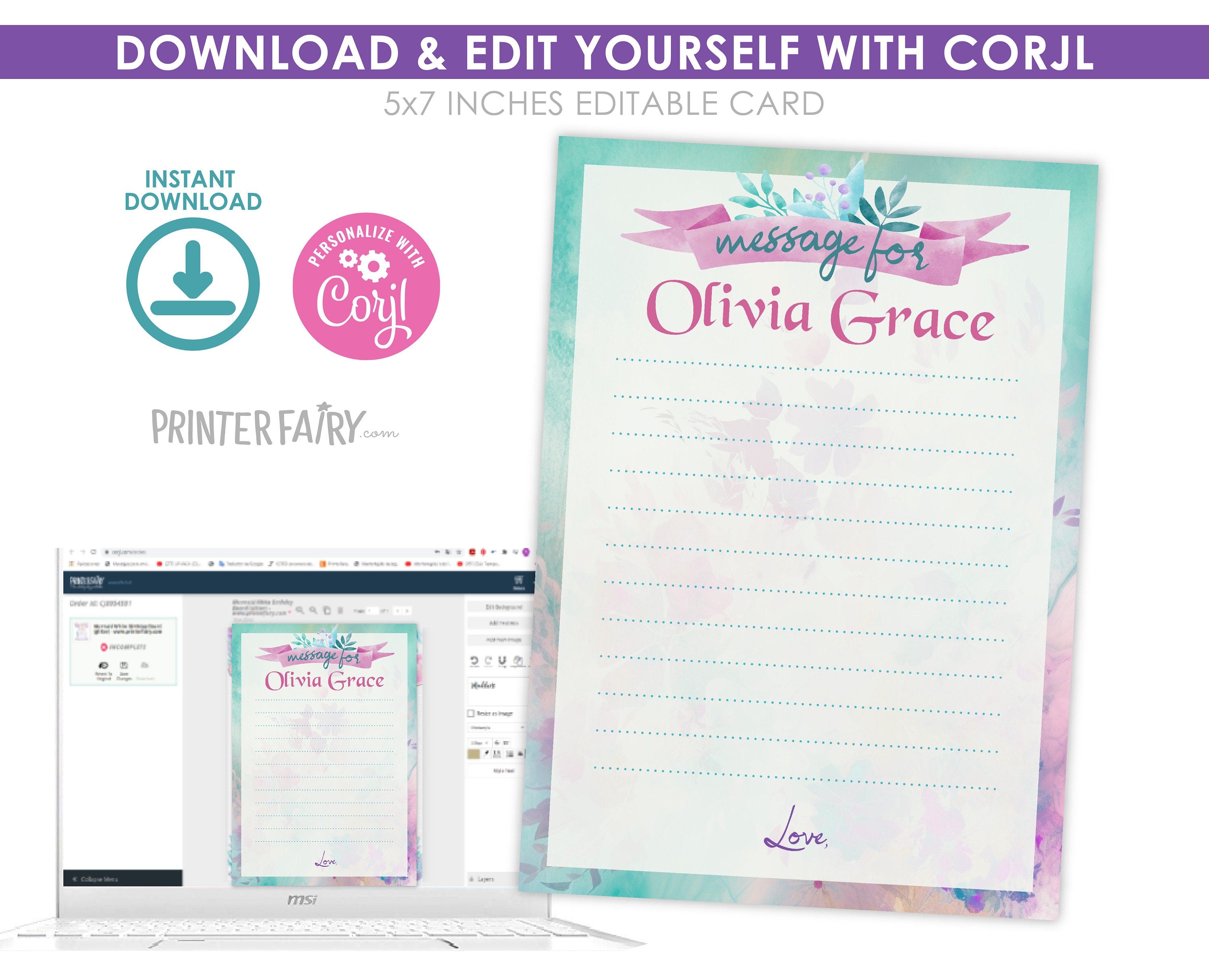 Princess First Birthday Time Capsule Sign & Card (Editable Digital Download)