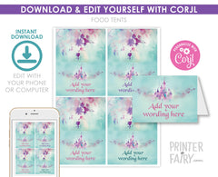 Princess Castle Party Food Tents, Editable Food Labels (Digital Download)