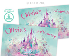 Princess Castle Gable Box Label, Editable Birthday Favor (Digital Download)