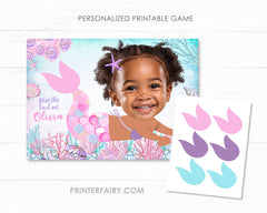 Personalized Mermaid Pin the Tail Game, Under the Sea Birthday Party (Digital)