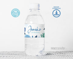 Whales Birthday Water Bottle Label, Under The Sea Party (Download Printable)