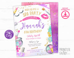 Glam Spa Birthday Party Invitation, Editable Glitz Invite (Digital Item)