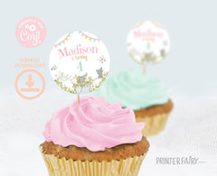 Kitty Cat Birthday Party Toppers, Kitten Garden Decor (Editable Digital Item)