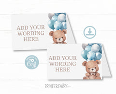 Bear Printable Food Cards Editable Templates, Instant Download