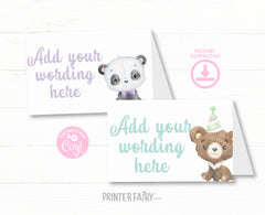 Bear Birthday Food Tents, Printable, Bear-y Fun Birthday, Table Signs, INSTANT DOWNLOAD